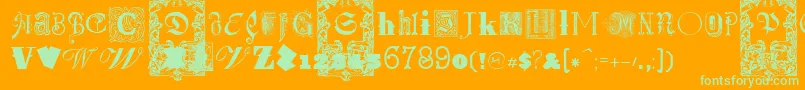 KidnappedAtOldTimesFree4-Schriftart – Grüne Schriften auf orangefarbenem Hintergrund