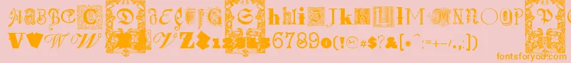 KidnappedAtOldTimesFree4-Schriftart – Orangefarbene Schriften auf rosa Hintergrund