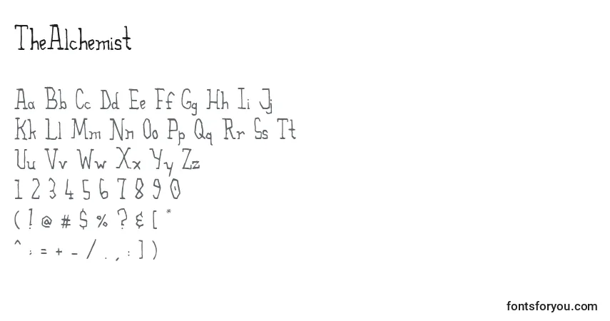 Czcionka TheAlchemist – alfabet, cyfry, specjalne znaki