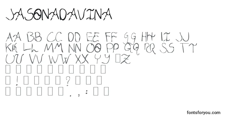 JasonaDavina-fontti – aakkoset, numerot, erikoismerkit