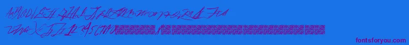 Fiftyhours-Schriftart – Violette Schriften auf blauem Hintergrund