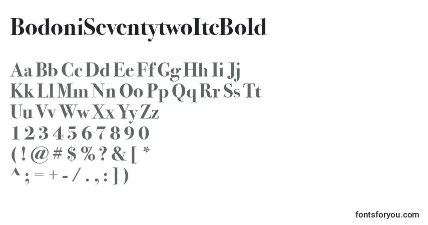 Шрифт BodoniSeventytwoItcBold – алфавит, цифры, специальные символы