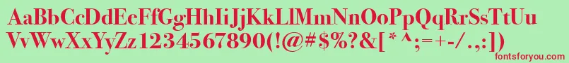 BodoniSeventytwoItcBold Font – Red Fonts on Green Background