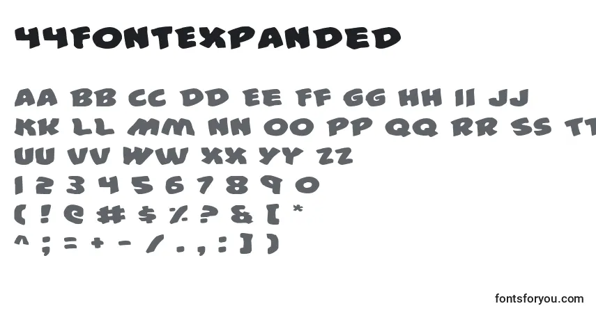 Schriftart 44FontExpanded – Alphabet, Zahlen, spezielle Symbole