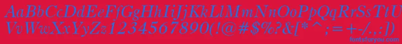 BruceOldStyleItalicBt Font – Blue Fonts on Red Background