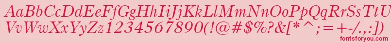 フォントBruceOldStyleItalicBt – ピンクの背景に赤い文字