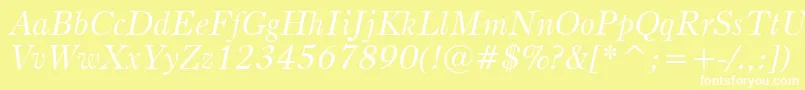 フォントBruceOldStyleItalicBt – 黄色い背景に白い文字