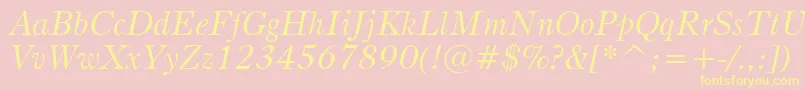 BruceOldStyleItalicBt Font – Yellow Fonts on Pink Background