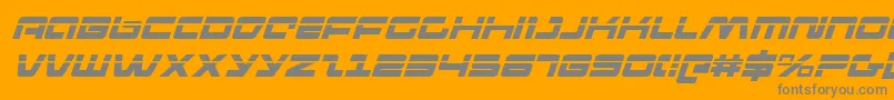 PulseRifleLaserItalic-Schriftart – Graue Schriften auf orangefarbenem Hintergrund