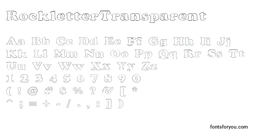 A fonte RockletterTransparent – alfabeto, números, caracteres especiais