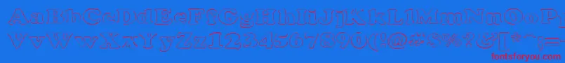 RockletterTransparent-Schriftart – Rote Schriften auf blauem Hintergrund