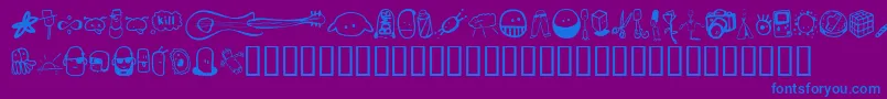 フォントTombats – 紫色の背景に青い文字