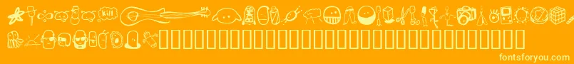 フォントTombats – オレンジの背景に黄色の文字