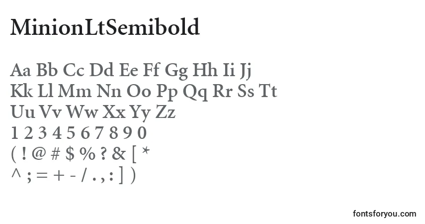 MinionLtSemiboldフォント–アルファベット、数字、特殊文字