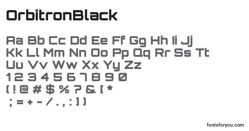 Шрифт OrbitronBlack – алфавит, цифры, специальные символы