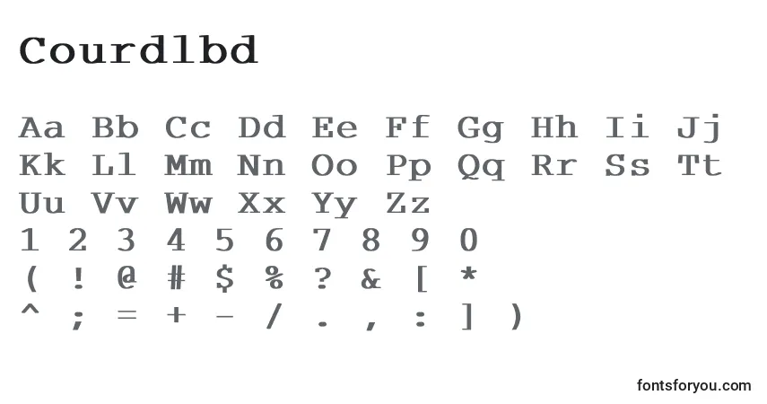 A fonte Courdlbd – alfabeto, números, caracteres especiais