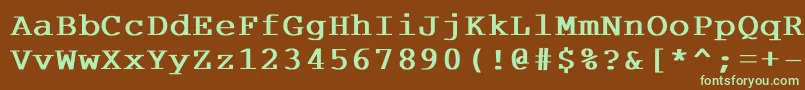 フォントCourdlbd – 緑色の文字が茶色の背景にあります。