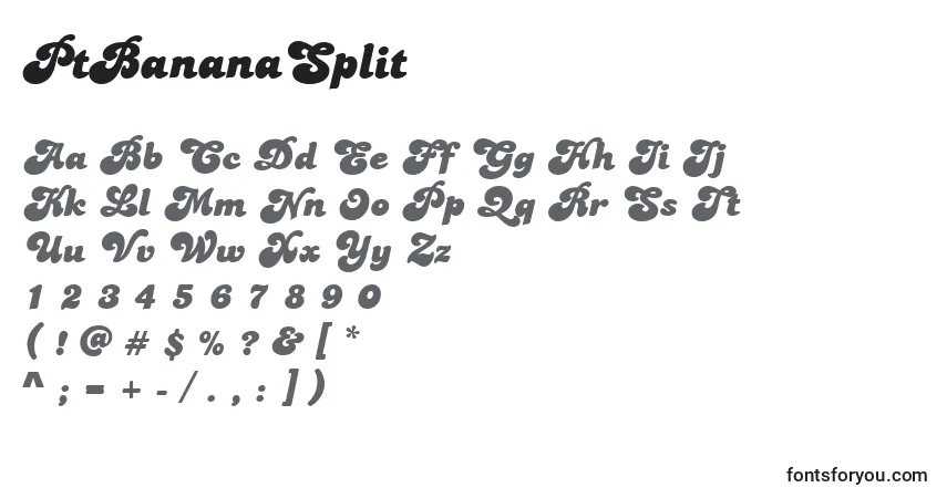 A fonte PtBananaSplit – alfabeto, números, caracteres especiais