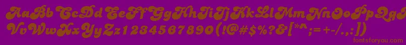 PtBananaSplit-Schriftart – Braune Schriften auf violettem Hintergrund
