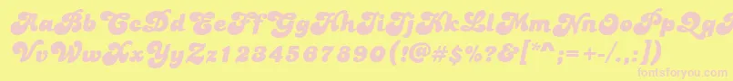 PtBananaSplit-fontti – vaaleanpunaiset fontit keltaisella taustalla