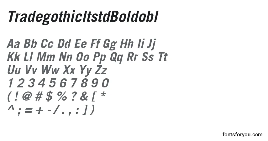 TradegothicltstdBoldobl-fontti – aakkoset, numerot, erikoismerkit