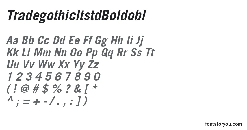 Шрифт TradegothicltstdBoldobl – алфавит, цифры, специальные символы