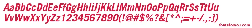 フォントTradegothicltstdBoldobl – 白い背景に赤い文字