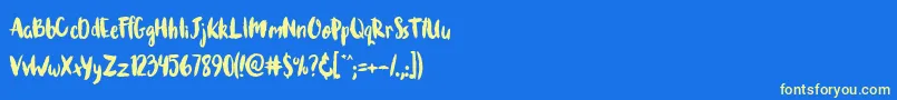 Brushcheetah-Schriftart – Gelbe Schriften auf blauem Hintergrund