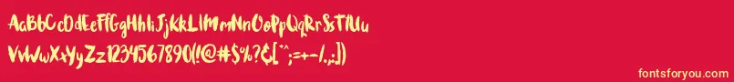 Brushcheetah Font – Yellow Fonts on Red Background