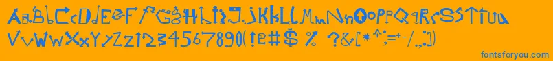 Strelochnikc-Schriftart – Blaue Schriften auf orangefarbenem Hintergrund