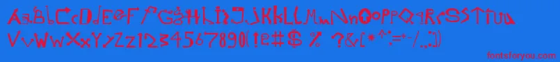 Strelochnikc Font – Red Fonts on Blue Background