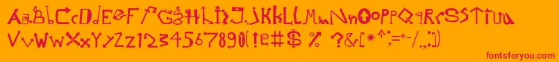 Strelochnikc-Schriftart – Rote Schriften auf orangefarbenem Hintergrund