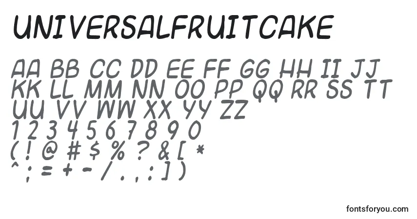 Schriftart Universalfruitcake – Alphabet, Zahlen, spezielle Symbole