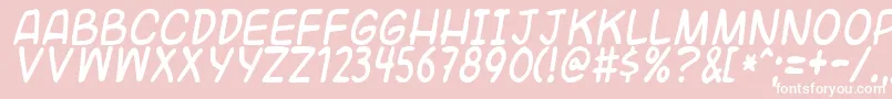 Universalfruitcake-Schriftart – Weiße Schriften auf rosa Hintergrund