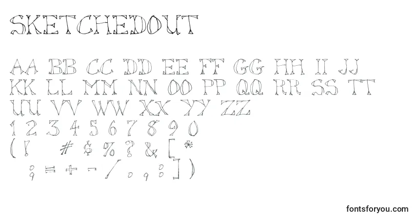 Шрифт SketchedOut – алфавит, цифры, специальные символы
