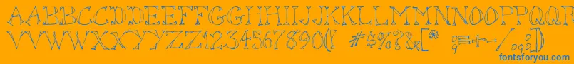 SketchedOut-Schriftart – Blaue Schriften auf orangefarbenem Hintergrund