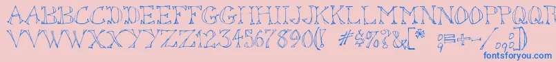 SketchedOut Font – Blue Fonts on Pink Background