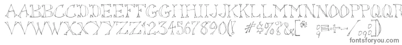SketchedOut-fontti – harmaat kirjasimet valkoisella taustalla