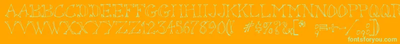 SketchedOut Font – Green Fonts on Orange Background