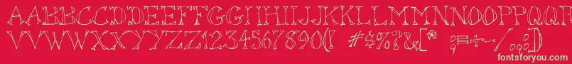 SketchedOut Font – Green Fonts on Red Background