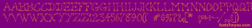 SketchedOut Font – Orange Fonts on Purple Background