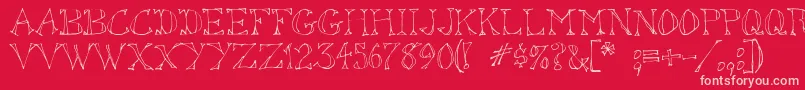 SketchedOut Font – Pink Fonts on Red Background