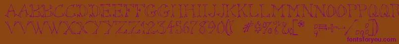 SketchedOut Font – Purple Fonts on Brown Background