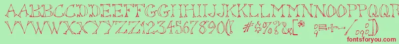 SketchedOut Font – Red Fonts on Green Background