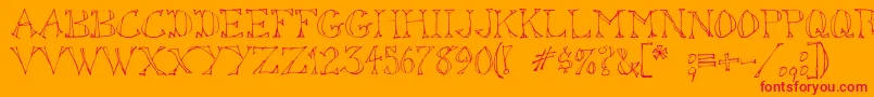 SketchedOut Font – Red Fonts on Orange Background