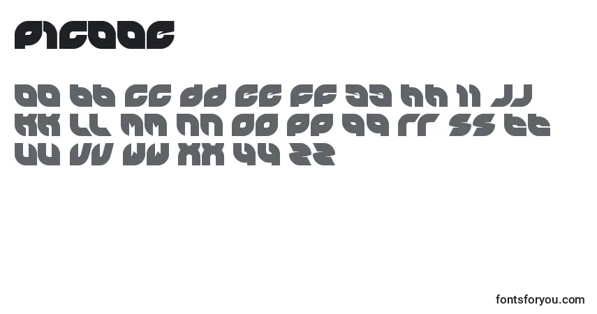 Czcionka Picaae – alfabet, cyfry, specjalne znaki