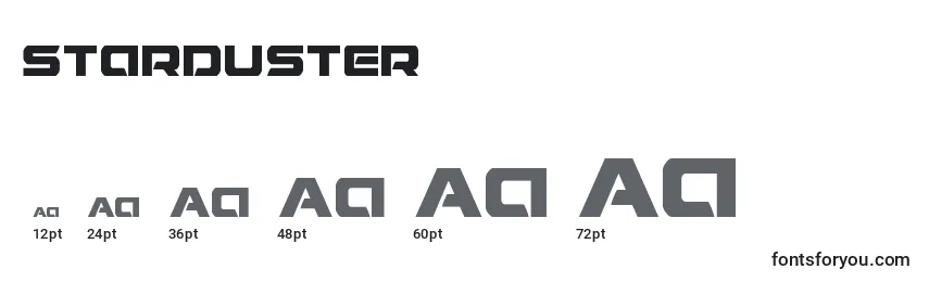 Starduster Font Sizes