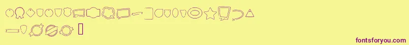 Fonte LabelsOutline – fontes roxas em um fundo amarelo