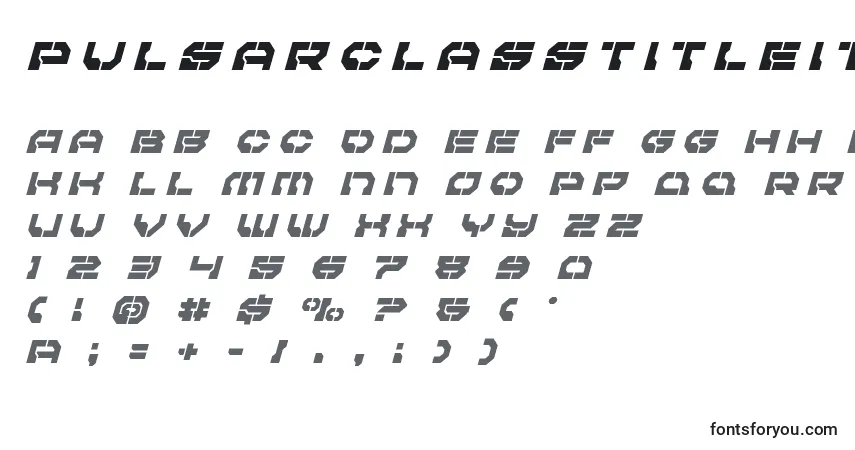 A fonte Pulsarclasstitleital – alfabeto, números, caracteres especiais
