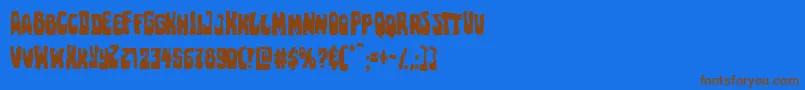 フォントPocketmonstermangle – 茶色の文字が青い背景にあります。